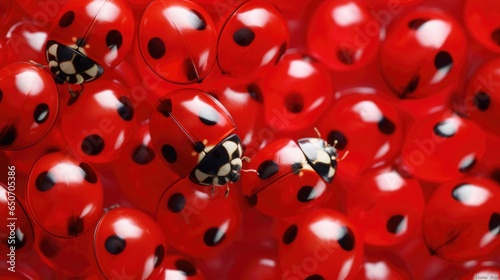 A bunch of ladybugs that are sitting on top of each other