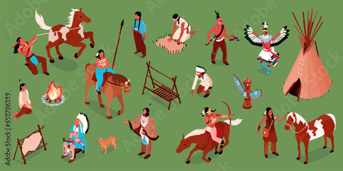 American Indians Isometric Icons