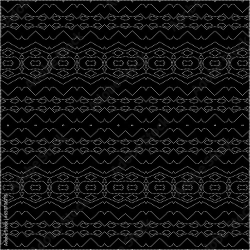 A repeat pattern of white dots on a black background. Simple texture for posters, sites, business cards, covers.