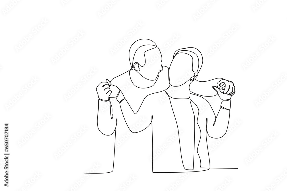 Single continuous line drawing a grandpa and grandma couple are joking
Single continuous line drawing a grandpa and grandma couple are joking