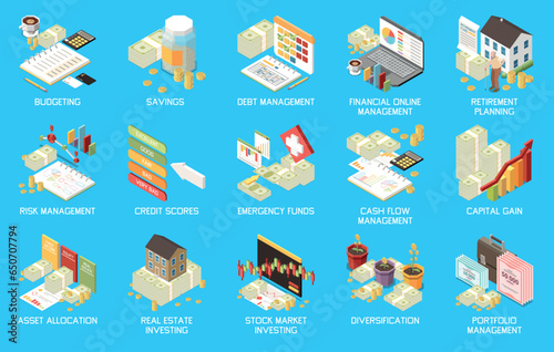 Financial Management Isometric Set