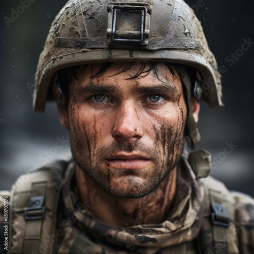 a brave soldier, in uniform, ai generated. © Rainbow Kuma