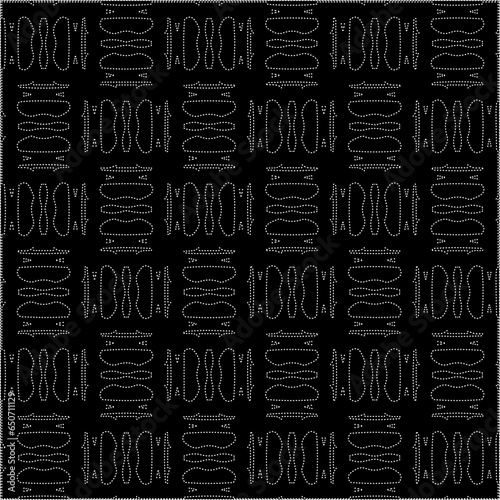 A repeat pattern of white dots on a black background. Simple texture for posters  sites  business cards  covers.