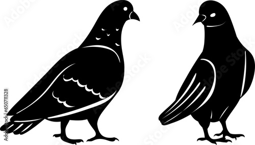 pigeons silhouette on a white background,vector