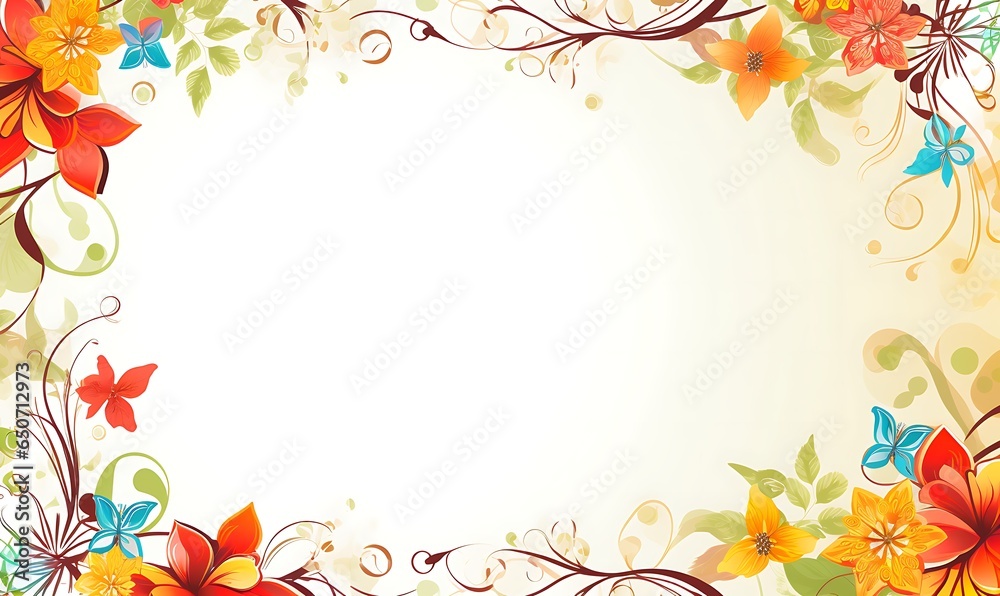 colourful ornament spring frame background, Generative Ai colourful ornament spring frame background, Generative Ai