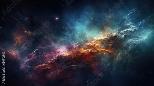 Breathtaking fantasy scene featuring a vibrant and ethereal nebula. © STOCK-AI