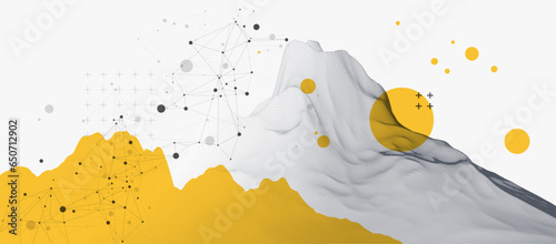 Abstract wireframe mountain background. Modern science or technology art elements.