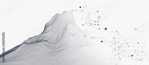 Abstract wireframe mountain background. Modern science or technology art elements.