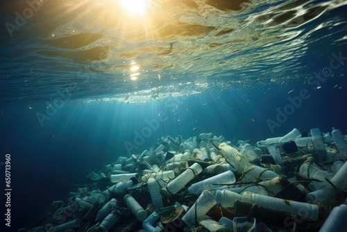 sea full of plastic waste environmental pollution