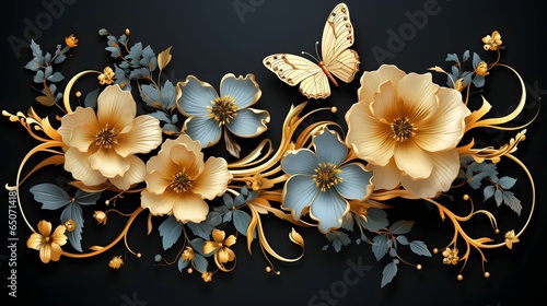 background with butterflies and flowers