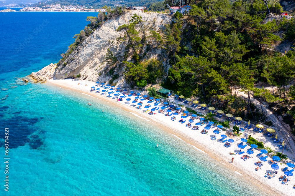 Amazing beach of Tsamadou on Samos island, Greece.