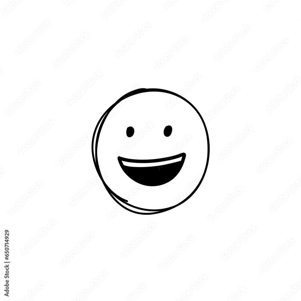 Fototapeta premium Doodle Emoji face icon. Hand drawn sketch style.