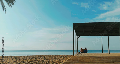 Grandparents by the sea  old age  aged people by the coast