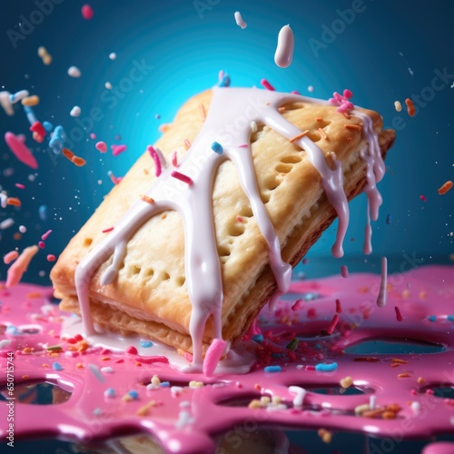 Pop tart immersed in icing with splashes and waves