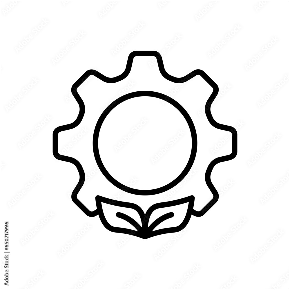 Leaf and gear. Eco industry icon concept isolated on white background. Leaf and gear. Eco industry icon concept isolated on white background.