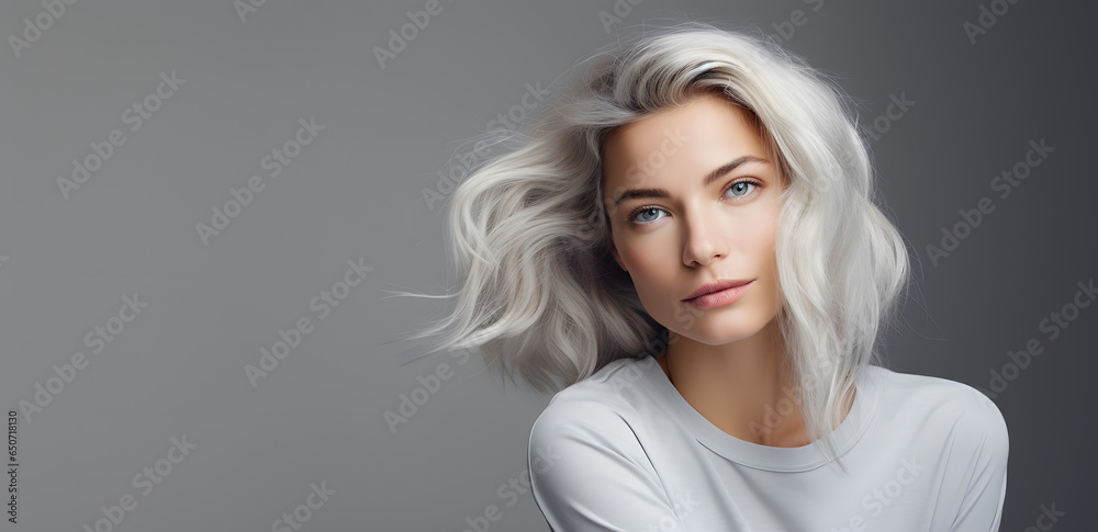 Fototapeta premium Beautiful young blond woman with long hair portrait