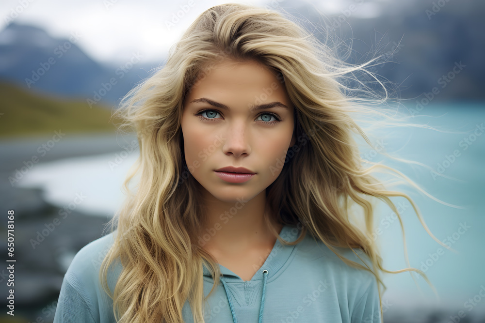 Beautiful young blond woman with long hair portrait Beautiful young blond woman with long hair portrait