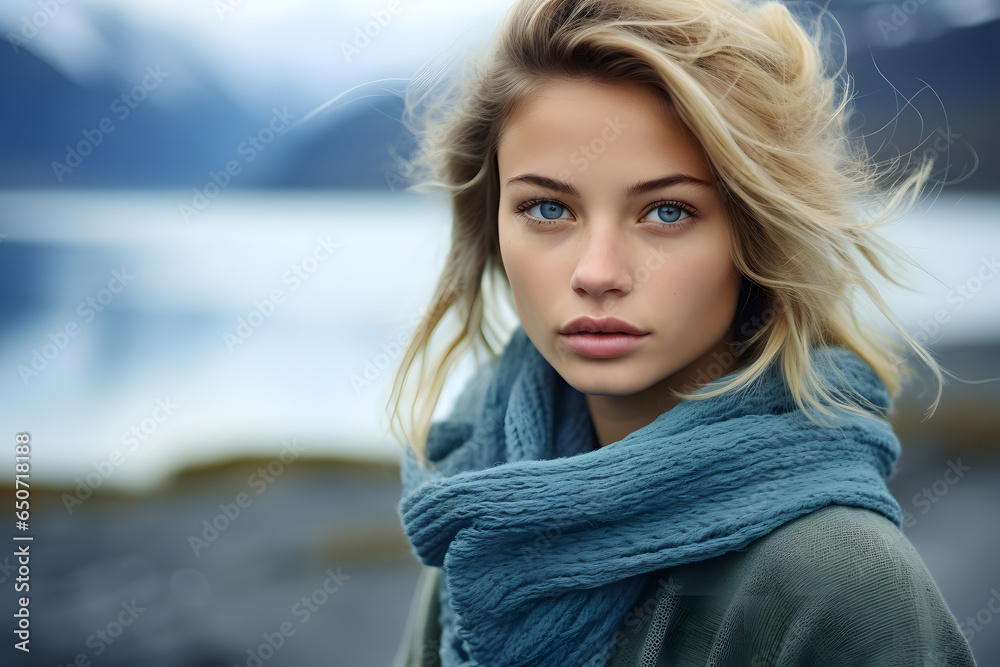 Beautiful young blond woman with long hair portrait Beautiful young blond woman with long hair portrait