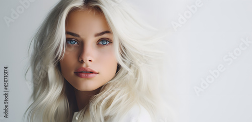 Beautiful young blond woman with long hair portrait © Oksana