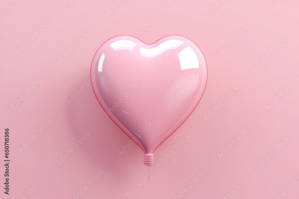 Love in the Air: A Delicate Pink Heart Balloon Soaring on a Dreamy Pink Canvas