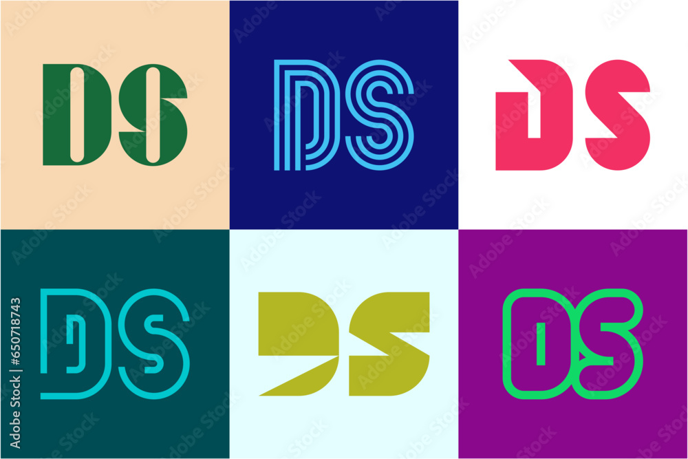 Set of letter DS logos. Abstract logos collection with letters. Geometrical abstract logos Set of letter DS logos. Abstract logos collection with letters. Geometrical abstract logos