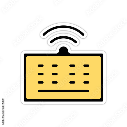 picto logo icones et symbole clavier sans fil connecté gras jaune relief