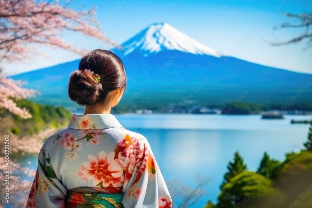 Japanese Kimono Fashion by the Fuji Peak