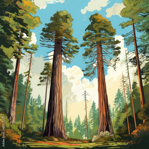 Towering Tree reach for the sky with cartoon style