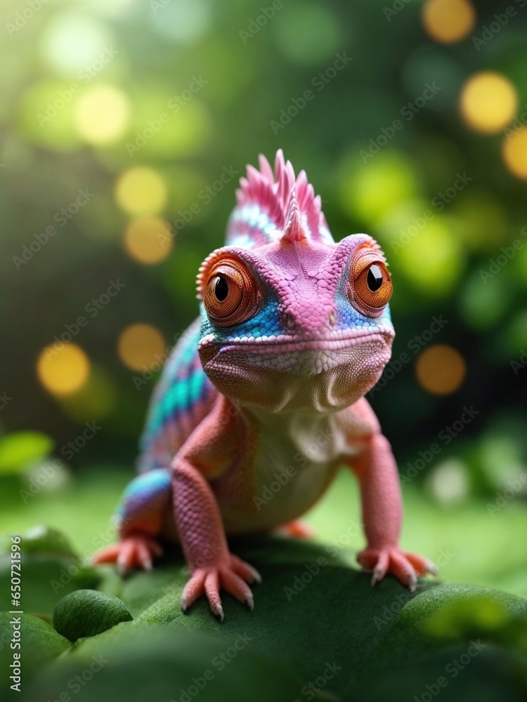 A cute Kawaii tiny hyper realistic chameleon A cute Kawaii tiny hyper realistic chameleon