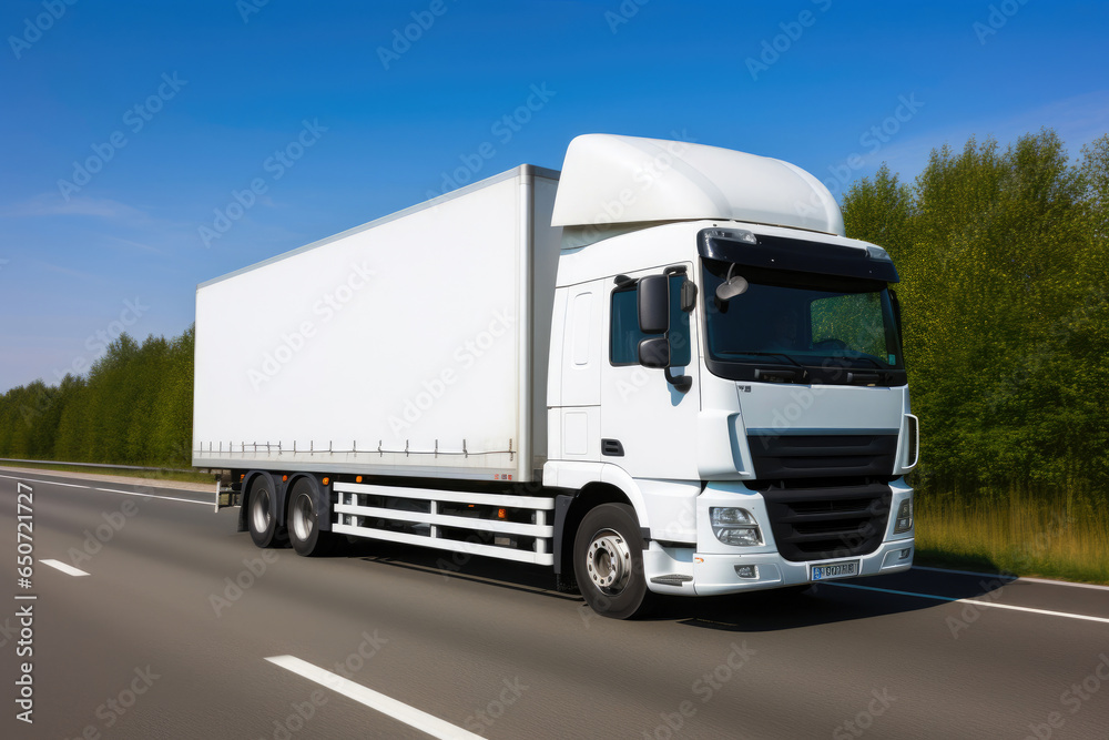 Fast-Moving White Lorry on German Road