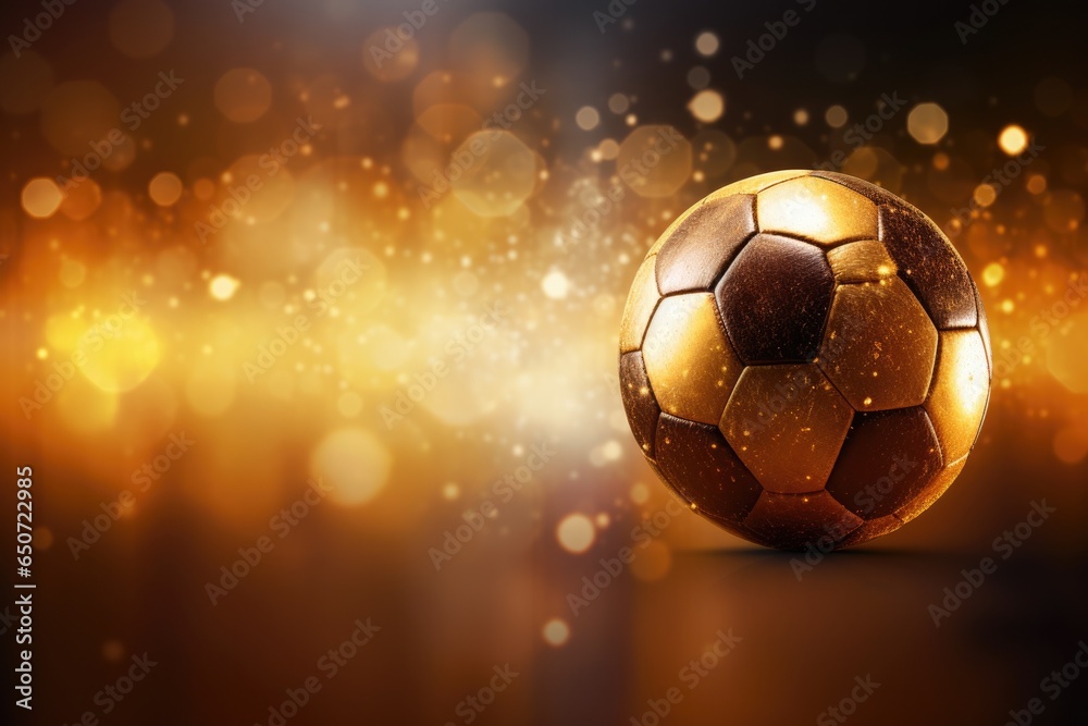 A golden soccer ball on a shiny surface