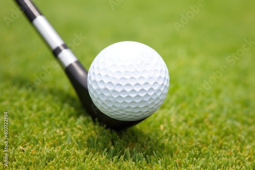 A golf ball on a tee, ready for a swing