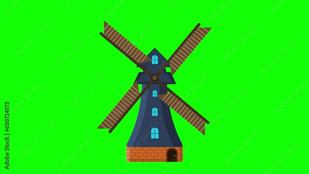 Windmill Animation With Green Screen Background Windmill Animation With Green Screen Background