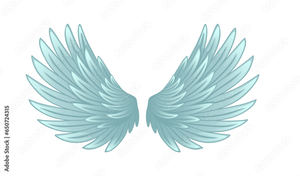 Magic beautiful angel fairy wings cartoon style vector illustration isolated on white background Magic beautiful angel fairy wings cartoon style vector illustration isolated on white background