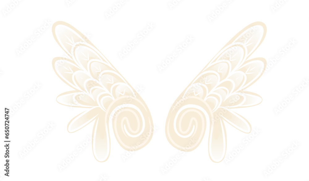 Magic beautiful fairy wings cartoon style vector illustration isolated on white background Magic beautiful fairy wings cartoon style vector illustration isolated on white background