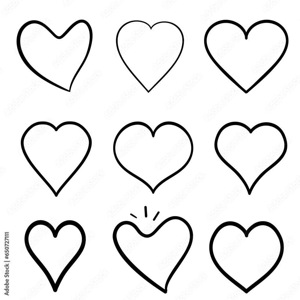 Hand drawn line heart on isolate on transparent background PNG file Hand drawn line heart on isolate on transparent background PNG file