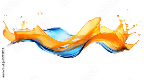 Blue and orange water liquids abstract background
