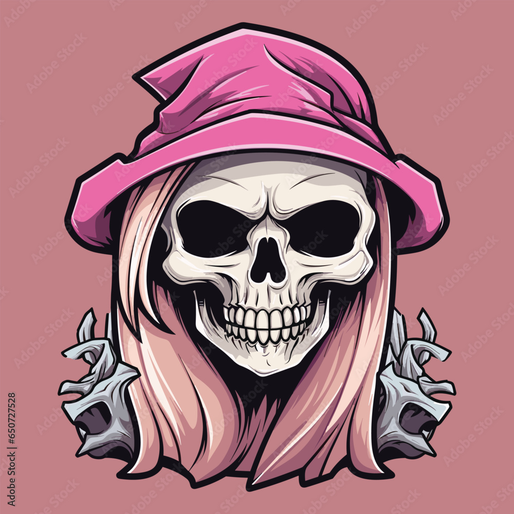 vector halloween and horor party witch skull vector halloween and horor party witch skull