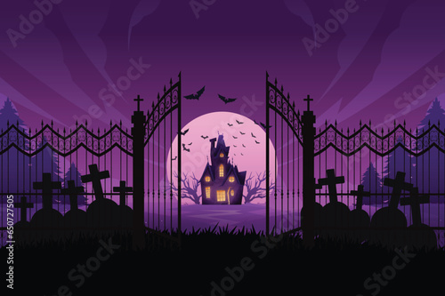 vector watercolor horror house illustration
