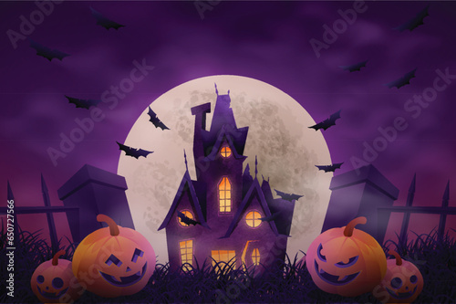 vector watercolor horror house illustration
