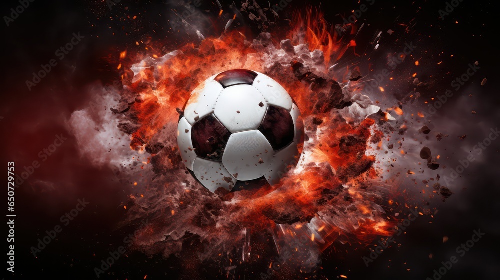 Fototapeta premium soccer ball in fire