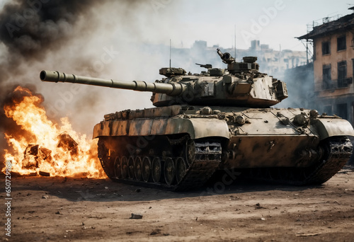Tank in the battlefield. Ge...