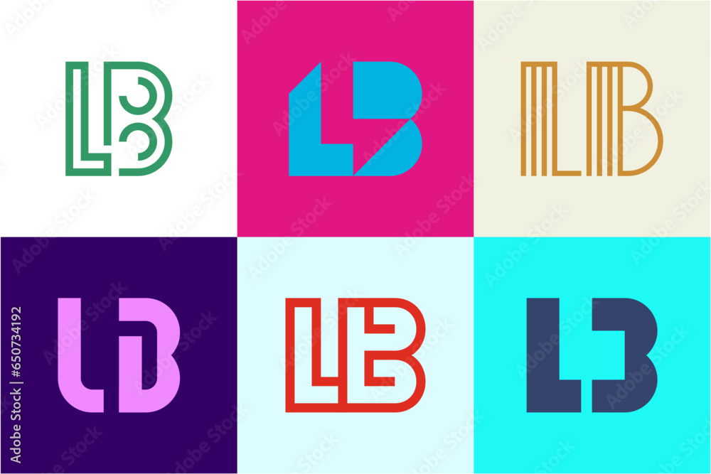 Set of letter LB logos. Abstract logos collection with letters. Geometrical abstract logos Set of letter LB logos. Abstract logos collection with letters. Geometrical abstract logos