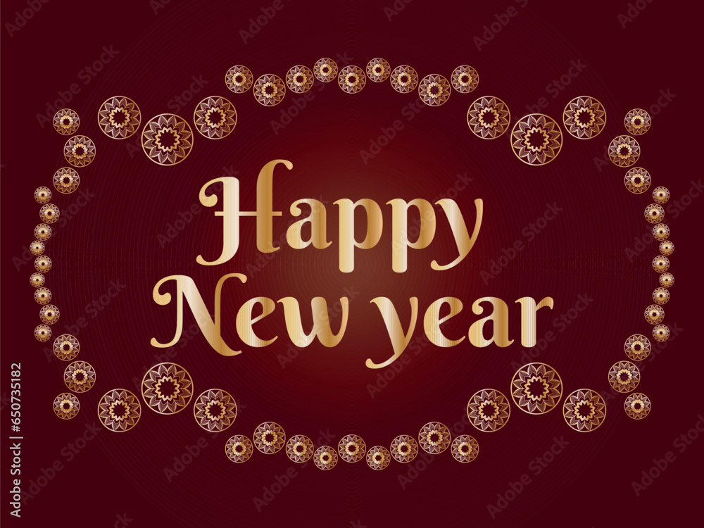 Happy new year letters banner, vector art and illustration. can use for, landing page, template, ui, web, mobile app, poster, banner, flyer, 
 ornamental background