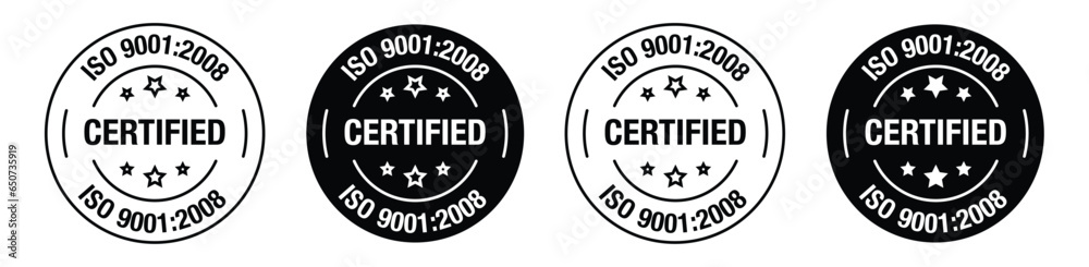 Iso 9001-2008 certified vector symbol set