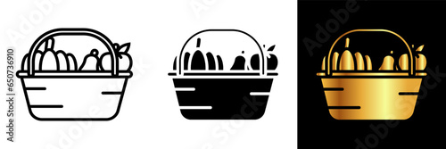 Harvest Basket Icon, an icon depicting a harvest basket, symbolizing the bountiful yield of the autumn season and the traditions of gathering crops during harvest time.
