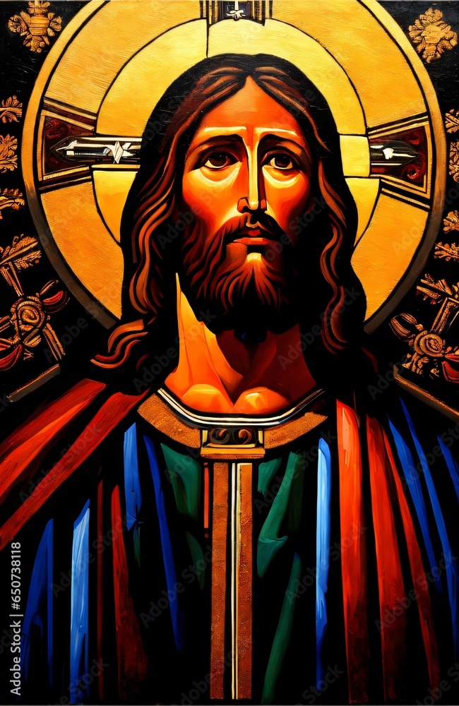 Naklejka premium Illustration of Jesus Christ made with Generative AI