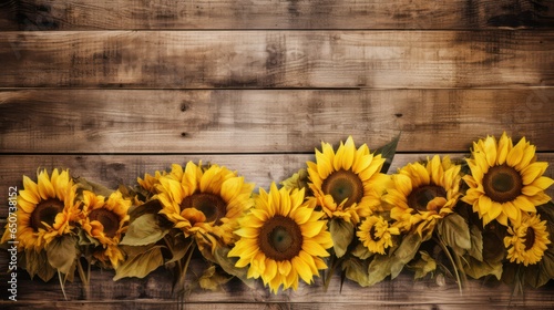 sunflowers on wooden background