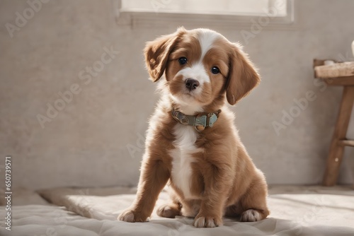 Cute Joyful brown Afador Puppy (JPG 300Dpi 9600x6400)