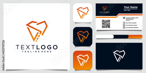 Dentistry clinic logo design with geometric line abstract dental logo and business card
